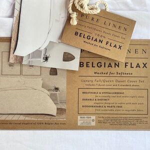 Pure Linen 100% Organic Belgian Flax Queen Duvet Set